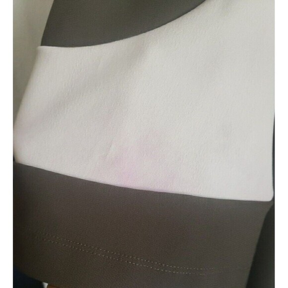 Boston Proper Dress Sz M Color Block Cold Shoulder Olive Green (Light Staining) - Picture 4 of 16